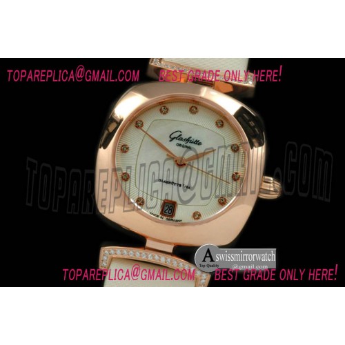 Glashutte Pavonina Ladies RG/ST White Swiss Quartz