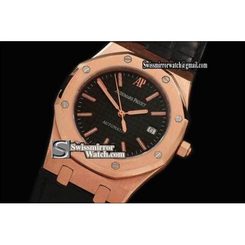 Audemars Piguet Royal Oak Jumbo 39mm Rose Gold Black Swiss Eta 2