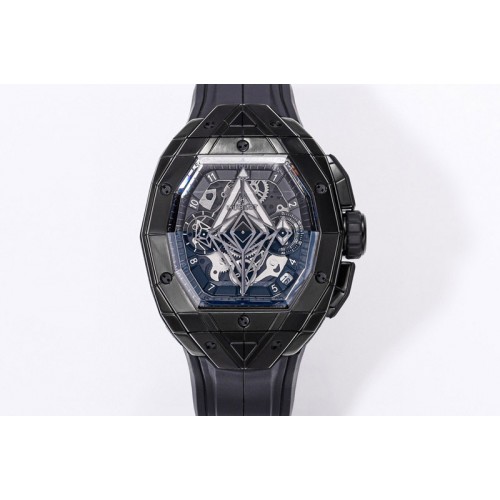 Hublot Spirit of Big Bang Sang Bleu PVD BLSF Edition Skeleton Dial on Black Rubber Strap A7750