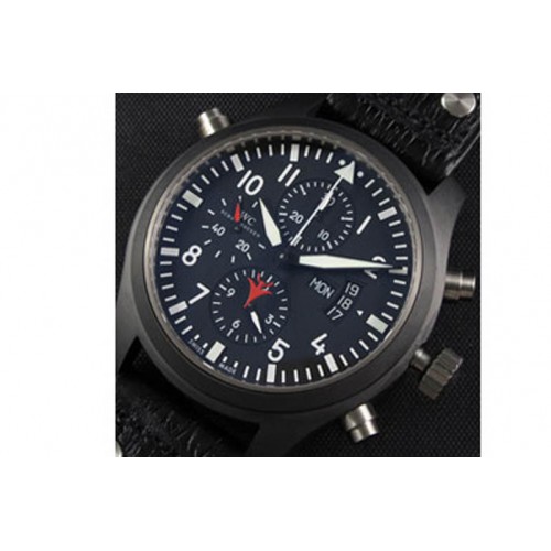 IWC Pilot Chrono Topgun, Valjoux 7750,Ceramic Case(brushed),Black leather