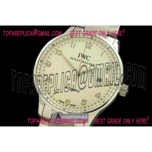 IWC Portugese Automatic SS/LE White/Steel Num Asia 2813