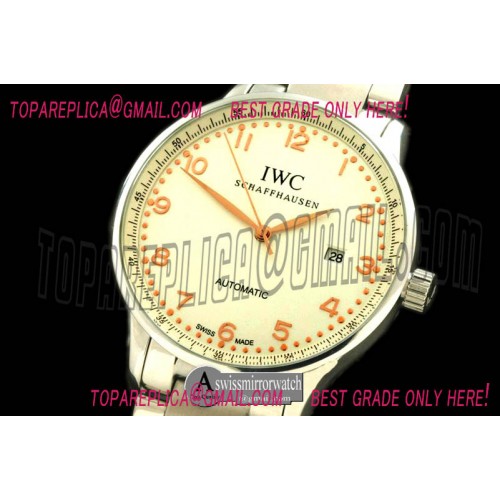 IWC Portugese Automatic SS/LE White/R-Gold Num Asia 2813