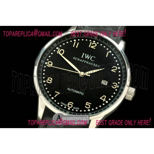 IWC Portugese Automatic SS/LE Black Num Asia 2813