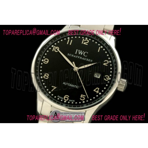 IWC Portugese Automatic SS/LE Black Num Asia 2813