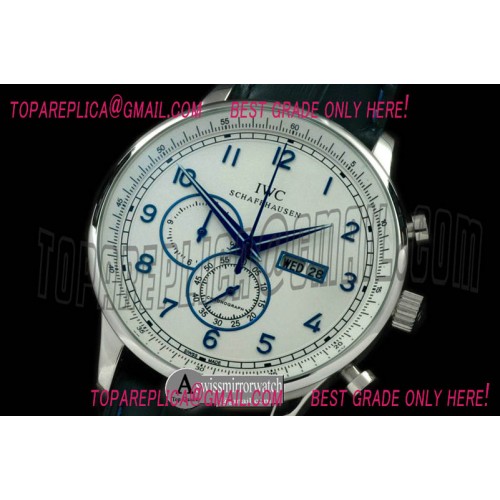 IWC Portuguese Chrono Day/Date SS/LE White/Blue Jap OS20