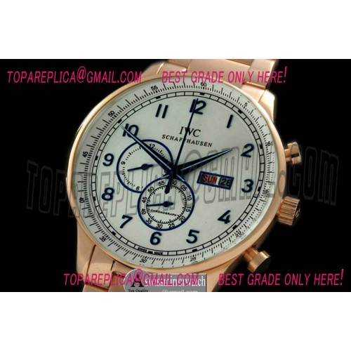IWC Portuguese Chrono Day/Date RG/RG White/Blue Jap OS20