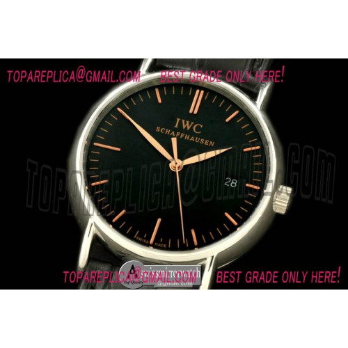 IWC Portifino Ladies SS/LE Black/R-Gold Sticks Swiss Qtz