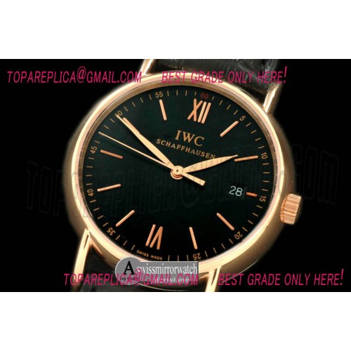 IWC Portifino Ladies RG/LE Black Roman Swiss Qtz