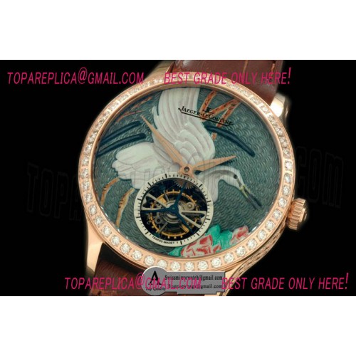 Jaeger LeCoultre Porcelian Crane Tourbillon R/LE Green Flying Tourbillon