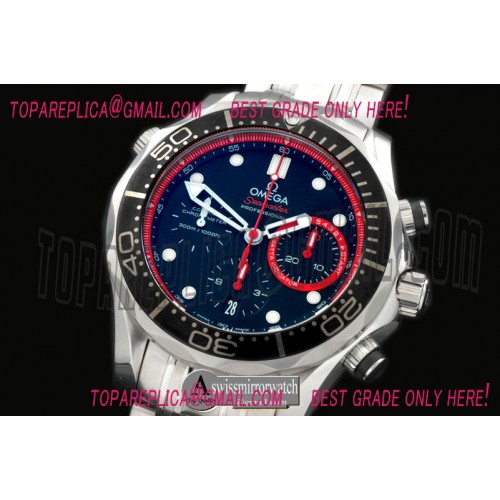 Omega Seamaster Pro 300M Chrono SS/SS Blk/Red A-7750