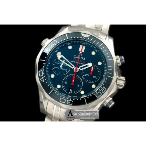 Omega Seamaster Pro 300M Chrono SS/SS Blue A-7750