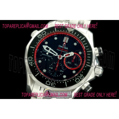 Omega Seamaster Pro 300M Chrono SS/SS Blk/Red A-7753