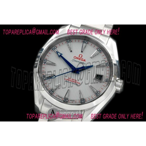 Omega Aqua Terra Auto SS/SS White/Blue Miyota 8205