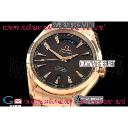 Omega Aqua Terra Day/Date RG/RG Brown Swiss 2836