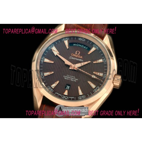 Omega Aqua Terra Day/Date RG/RG Brown S-2836