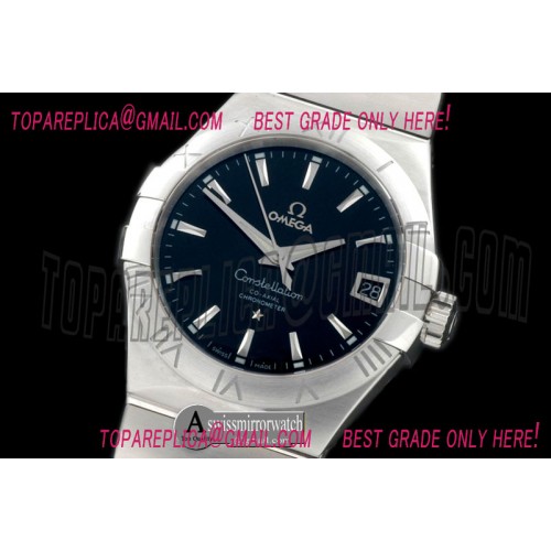 Omega Double Eagle Men Auto SS/SS Black Miyota 9105