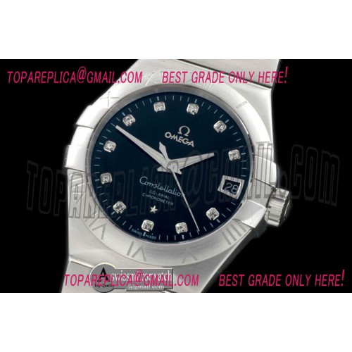 Omega Double Eagle Men Auto SS/SS Black Diam Miyota 9105