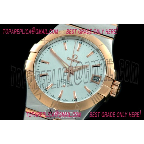 Omega Double Eagle Men Auto SS/RG Silver Miyota 9105