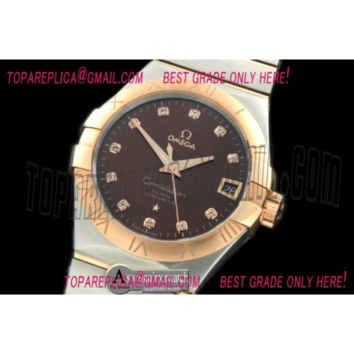 Omega Double Eagle Men Auto SS/RG Brown Diam Miyota 9105