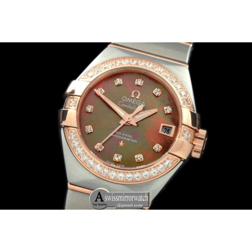 Omega Double Eagle Ladies Auto SS/RG Brown Diamonds J-Miyota 8520
