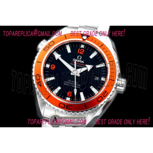 Omega 45mm Planet Ocean Ceramic SS/SS Blk/Org Miyota 8205