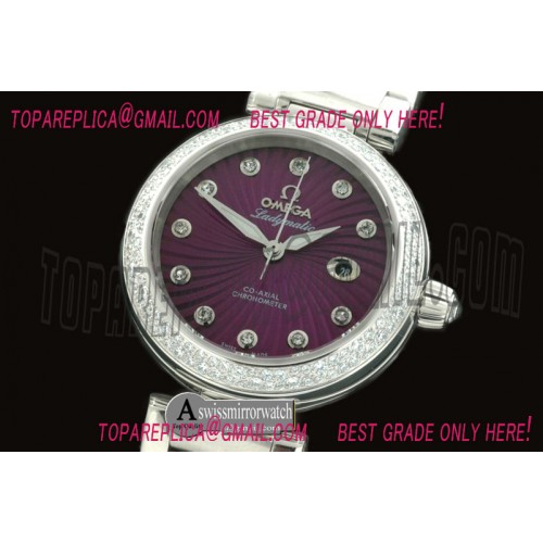 Omega Deville Ladymatic SS/SS Purple J-9105
