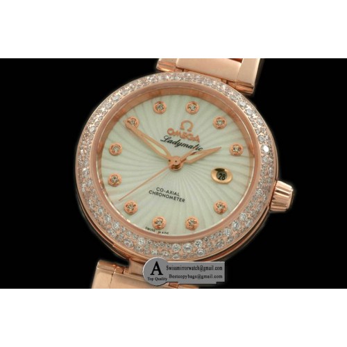 Omega Deville Ladymatic Mid 425.65.34.20.55.001 Rose Gold/Rose Gold White 2813 21J Replica Watches