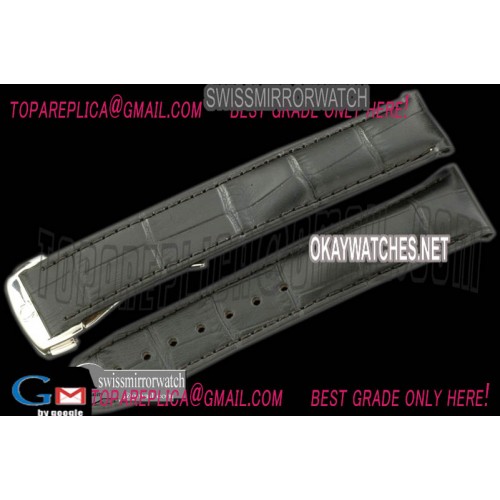 Omega Black Calf/Croc Pressed Design c/w SS Insignia Deployan