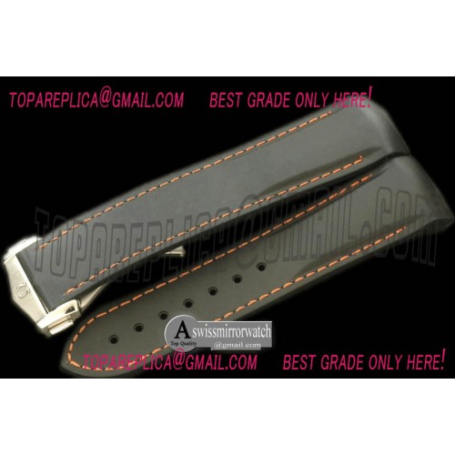 Omega Rubber Strap For 45mm Ceramic Planet Ocean - Black/Orange