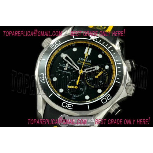 Omega Diver Pro 300M Chrono SS/RU Blk/Ylw Jap Qtz