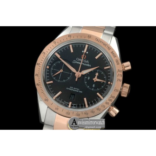 Omega Speedmaster Moon Watch SS/RG Black Stick A-7750