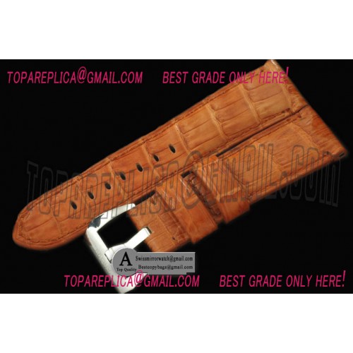Replica Officine Panerai 24/22 Handsewn American Croc Leather Strap - Honey