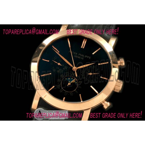Patek Philippe Classic Perpetual Calendar RG/LE Black Sticks Asian 2813
