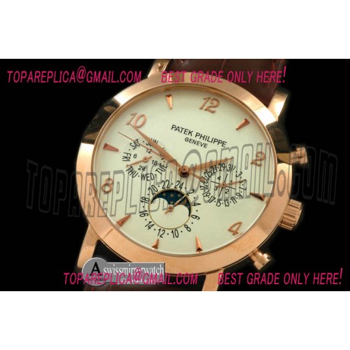 Patek Philippe Classic Perpetual Calendar RG/LE White Num Asian 2813