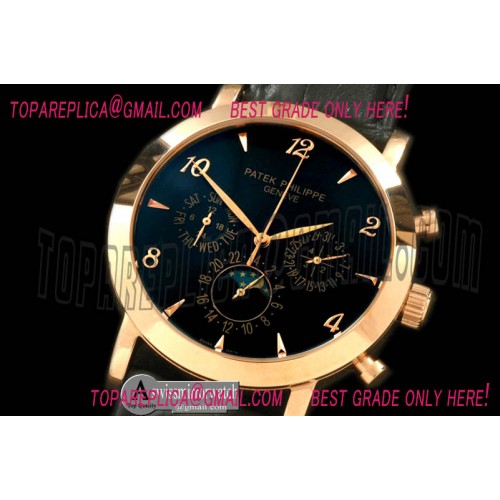 Patek Philippe Classic Perpetual Calendar RG/LE Black Num Asian 2813