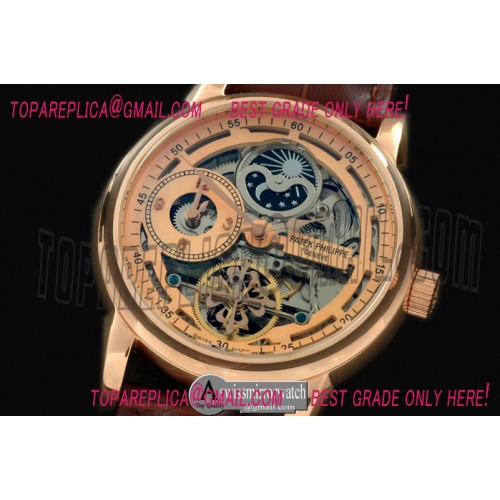 Patek Philippe Skeleton Duo Time/Moon Phase SS/LE R-Gold Asian 2813