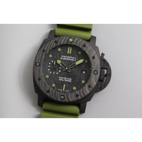 Panerai PAM961 Carbotech VSF Best Edition Carbon Dial on Green Rubber Strap P.9010 Clone