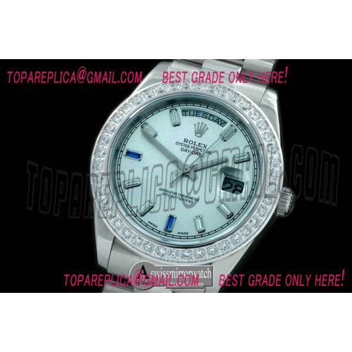 Rolex President/Diam SS Ice Blue Glazier Sticks Asian Clone 2836
