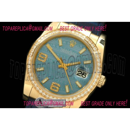 Rolex YG/LE Blue Asian 2836/3135-Real Diamonds