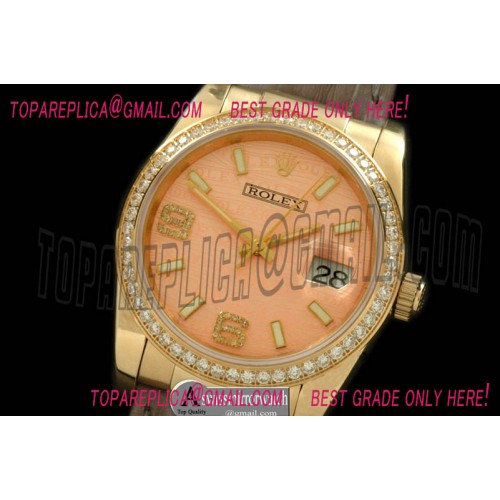 Rolex YG/LE Salmon Asian 2836/3135-Real Diamonds