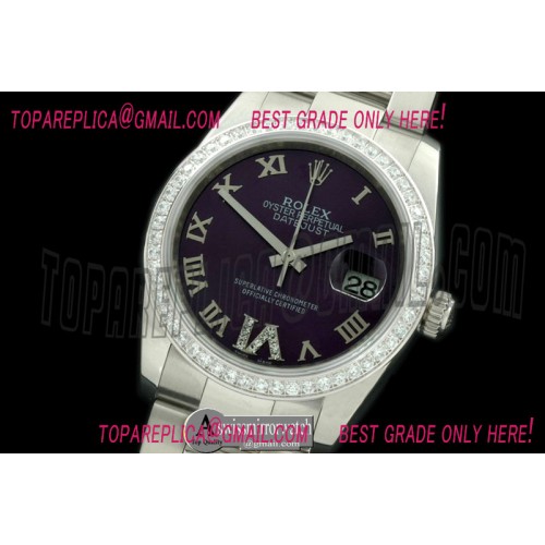 Rolex SS/SS Oyster Purple Roman/Diam 2836