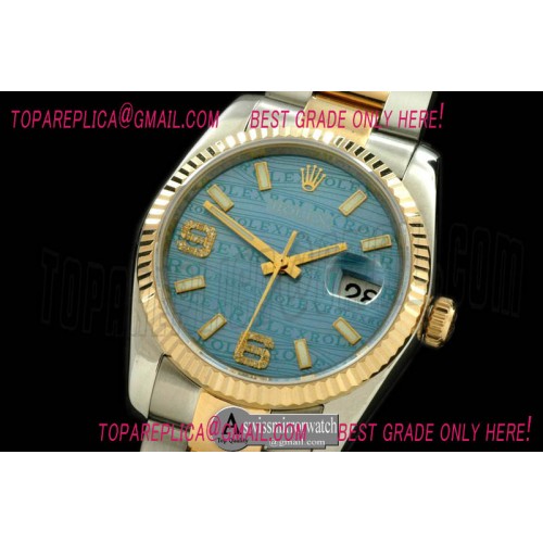 Rolex SS/YG TT Blue Asian Eta 2836/3135- Real Diamonds