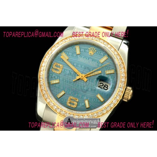 Rolex SS/YG TT Blue Asian Eta 2836/3135-Real Diamond