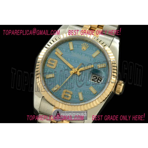 Rolex SS/YG TT Blue Asian Eta 2836/3135- Real Diamonds