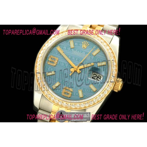 Rolex SS/YG TT Blue Asian 2813 - Real Diamonds Rolex SS/YG TT Blue Asian 2813 - Real Diamonds