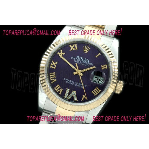 Rolex SS/YG Oyster Purple Roman/Diam 2836