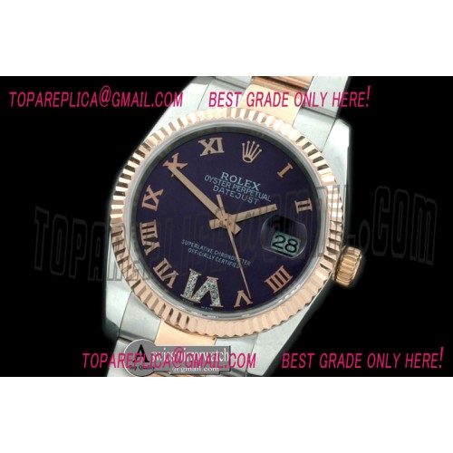 Rolex RG/SS Oyster Purple Roman/Diam 2836