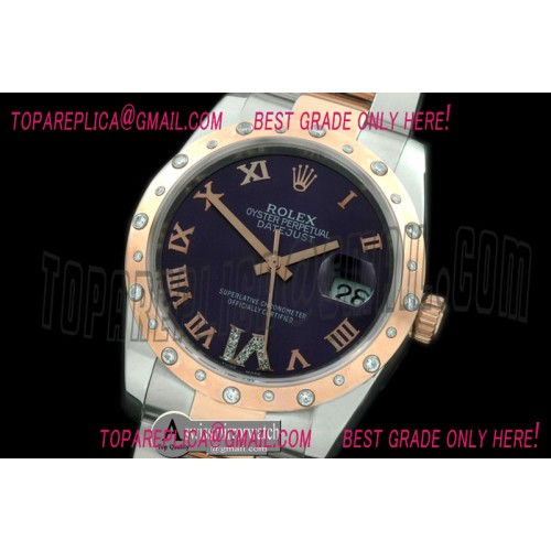 Rolex RG/YG Oyster Purple Roman/Diam 2836