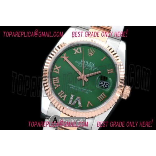 Rolex RG/SS Oyster Green Roman/Diam 2836