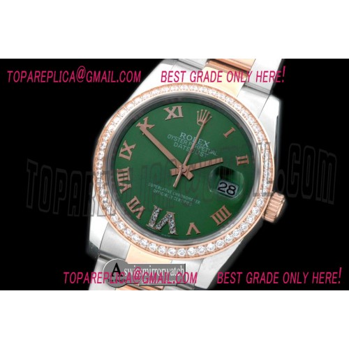 Rolex RG/SS Oyster Green Roman/Diam 2836